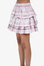 LoveShackFancy Pink/Silver Metallic Ruffled Brynlee Skirt Size M
