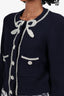 Self-Portrait Navy Pearl Beaded Bow Cardigan Size Large