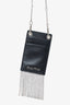 Miu Miu Black Leather Crystal Fringe Card Holder with Chain