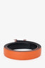 Hermès Black/Orange Epsom/Swift Reversible H Buckle Wide Belt Size 90