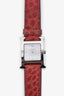 Hermes Pink Leather Diamond Heurve H Mini Model Watch SHW