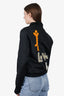 Yohji Yamamoto Black Silk 'Yohji Love You' Distressed Bomber Jacket size 2