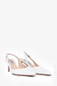 Prada Patent White Slingback Kitten Heel Size 39