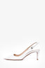 Prada Patent White Slingback Kitten Heel Size 39