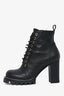 Louis Vuitton Black Leather Heeled Star Trail Boots Size 39