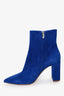 Gianvito Rossi Blue Suede Ankle Heeled Boot Size 38.5