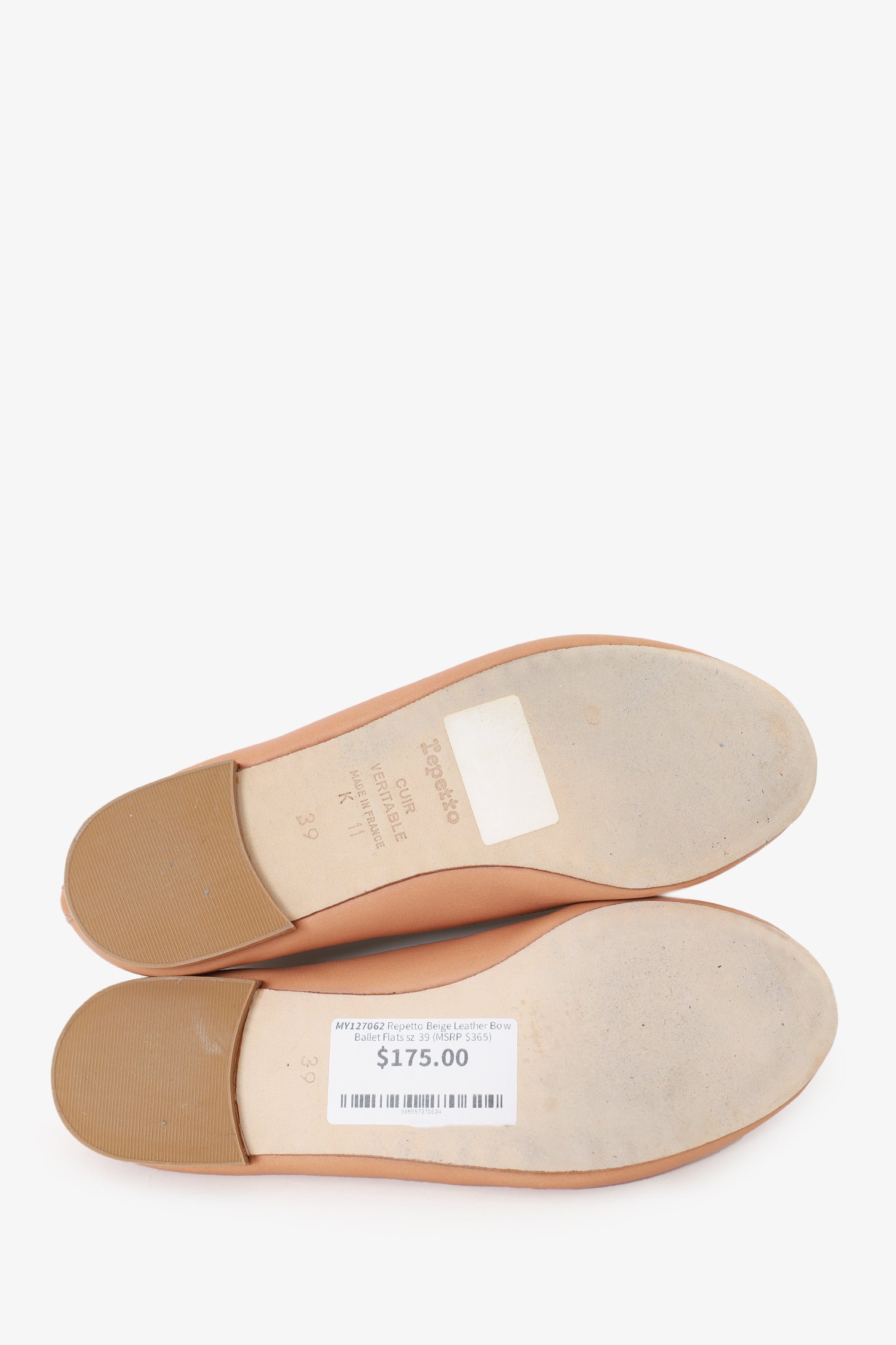 Repetto Beige Leather Bow Ballet Flats Size 39 – Mine Yours