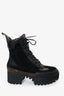 Louis Vuitton Black Monogram Leather/Suede Laureate Combat Boots Size 37.5