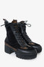 Louis Vuitton Black Monogram Leather/Suede Laureate Combat Boots Size 37.5