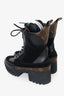 Louis Vuitton Black Monogram Leather/Suede Laureate Combat Boots Size 37.5