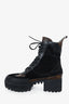 Louis Vuitton Black Monogram Leather/Suede Laureate Combat Boots Size 37.5