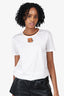 Prada White/Orange Logo Patch T-Shirt size Small