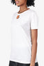 Prada White/Orange Logo Patch T-Shirt size Small