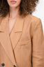 Smythe Brown Linen/Silk Double Breasted Blazer Size M