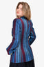 Smythe Blue/Maroon Striped Linen Double Breasted Blazer Size 8