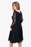 Burberry London Navy Blue Lace Long Sleeve Dress Size 6 US