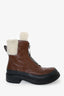 Chloe Roy Brown Leather Shearling Zip-up Ankle Boots Size 41