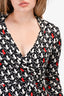 Diane Von Furstenberg Black/Red Heart Printed Wrap Dress Size 4