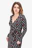Diane Von Furstenberg Black/Red Heart Printed Wrap Dress Size 4
