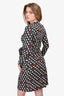 Diane Von Furstenberg Black/Red Heart Printed Wrap Dress Size 4