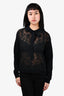 Valentino Black Wool Blend Knit/Lace Collared Sweater Size M