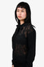 Valentino Black Wool Blend Knit/Lace Collared Sweater Size M