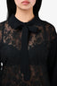 Valentino Black Wool Blend Knit/Lace Collared Sweater Size M