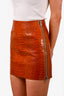 Givenchy Brown Croc Embossed Leather Mini Skirt Size 34