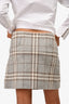 Burberry London Grey Wool Tartan Skirt Size 4