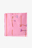 Hermes Pink Silk Floral Letter Printed Carre 90