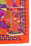 Hermes Orange/Purple Silk 'Les Trophees' Carre 90