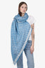 Louis Vuitton Blue/White Wool/Silk Monogram Scarf