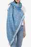 Louis Vuitton Blue/White Wool/Silk Monogram Scarf