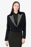 Saint Laurent Black Wool/Velvet Embellished Lapel Cropped Blazer size 38