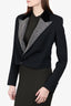 Saint Laurent Black Wool/Velvet Embellished Lapel Cropped Blazer size 38