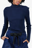 Balenciaga Navy Blue Ribbed Turtleneck Top Size 38 wtih Drawstring Bag
