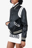 Saint Laurent Black/White Lambskin Leather Varsity Jacket Size 40