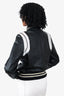 Saint Laurent Black/White Lambskin Leather Varsity Jacket Size 40