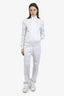 Givenchy White/Silver Side Sleeve Logo Zip-Up Jacket + Wide Leg Track Pants Set Size 36