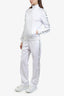 Givenchy White/Silver Side Sleeve Logo Zip-Up Jacket + Wide Leg Track Pants Set Size 36