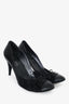 Pre-loved Chanel™ Black Leather Interlocking CC Logo D'Orsay Pumps Size 40.5