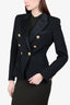 Balmain Black Wool Double Breasted Blazer Size 38