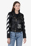 Off-White Black/White Leather Moto Stripped Jacket Size S