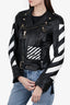Off-White Black/White Leather Moto Stripped Jacket Size S