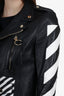 Off-White Black/White Leather Moto Stripped Jacket Size S