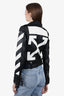 Off-White Black/White Leather Moto Stripped Jacket Size S