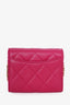 Pre-loved Chanel™ Pink Quilted Leather Pearl Crush Mini Wallet with Chain