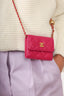 Pre-loved Chanel™ Pink Quilted Leather Pearl Crush Mini Wallet with Chain