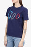 Moncler Navy Blue Keyring Embroidered T-Shirt Size Small