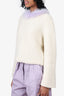 Loewe Beige Cashmere Open-back Feather-trimmed Sweater Size S